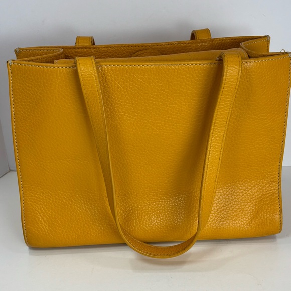 Dooney & Bourke Pebbled Leather Purse Satchel Handbag Mustard Yellow EUC - Picture 4 of 11